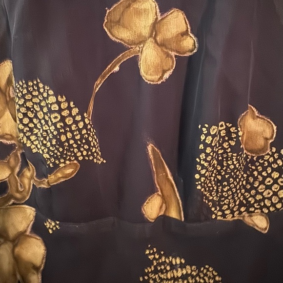 Gold and Blue Sheath Midi Dress Sleeveless Crew Neck - Picture 4 of 8